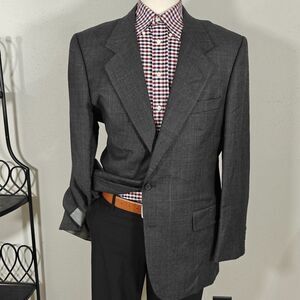 JOS A BANK Men's Sport Coat Blazer‎ Two Button Charcoal Houndstooth Wool 44L